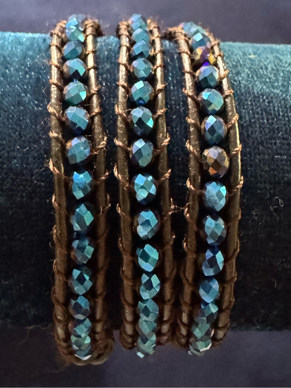 Blue Crystal Beaded Multi‑Wrap Bracelet